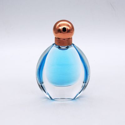 wholesale high quality 50ml empty transparent cosmetic perfume glass bottle with zinc cap
