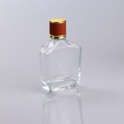 100ml empty shape perfume glass bottle with leather cap 