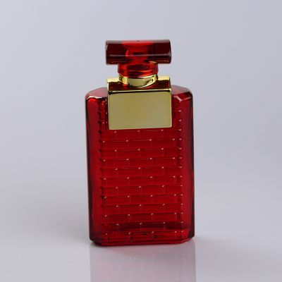 50ml custom design sprayer pump glass red perfume bottle 