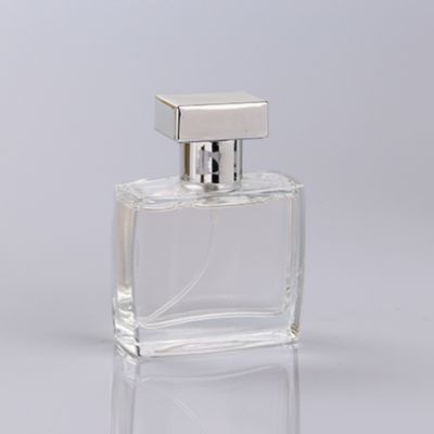 square shape clear glass 50ml perfume bottle 