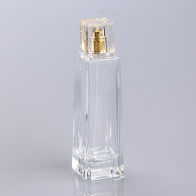 100ml slim glass rectangle perfume bottle with square cap 