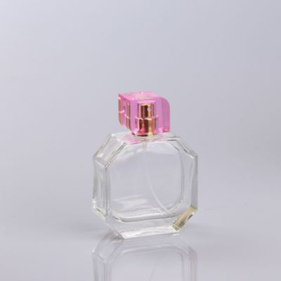 50ml clear fancy octagon shape glass spray perfume bottle 