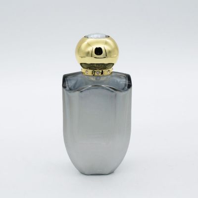 design fancy luxury unique shiny silvery UV coating spray 100ml glass perfume bottle
