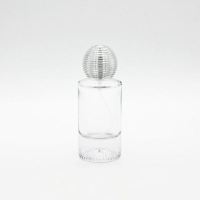 supplier transparent cosmetic crimping cylinder 50ml perfume glass bottle 