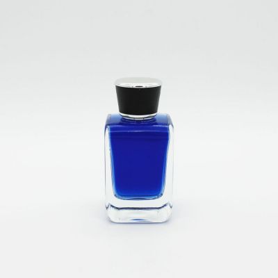 empty 100ml crimp neck square glass perfume bottle 