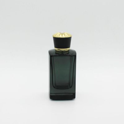 unique square high end black translucent printing empty 100 ml perfume glass bottle