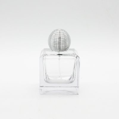 wholesale clear empty fancy wood cap cube square 100ml perfume glass bottle