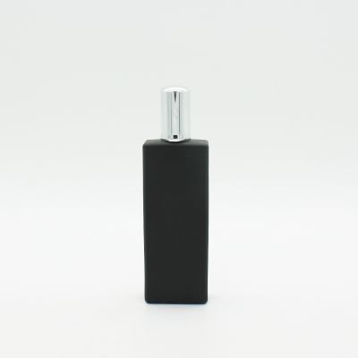 wood cap high grade crimping black fancy empty rectangle 50ml perfume glass bottle