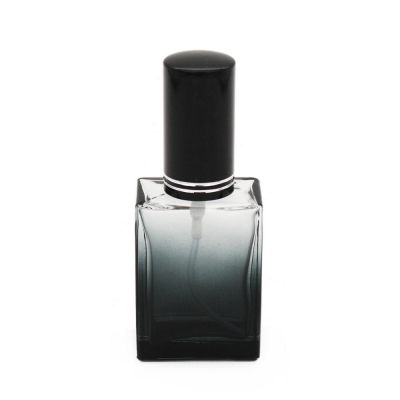 screw neck type glass square black perfume bottle with aluminium sperayer and cap 