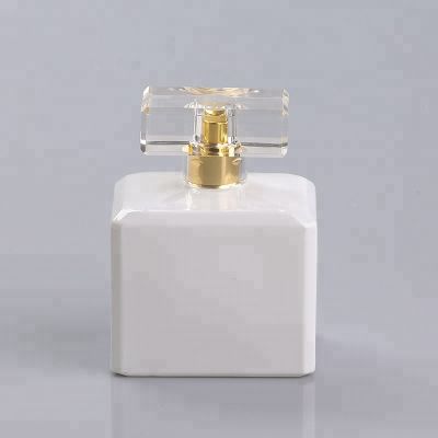 100ml white color empty spray crimp neck glass perfume bottle with surlyn cap