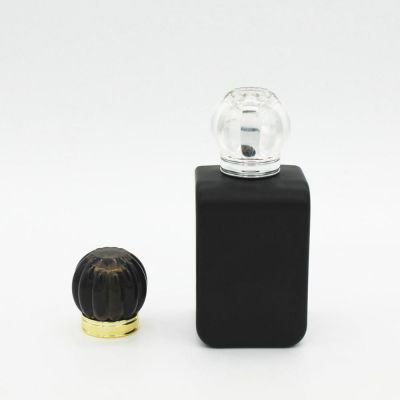high end fancy custom black matte opaque coating square 100ml perfume glass bottle