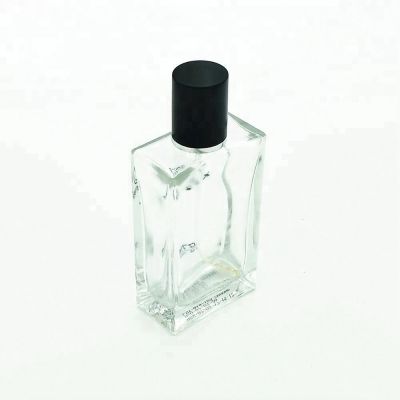 supplier cosmetic packaging high quality transparent 50ml rectangular empty glass perfume bottle