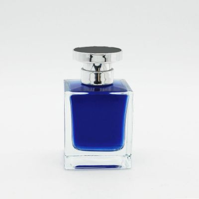 wholesale fancy high quality classic simplify cube crimping 100ml glass bottle perfume