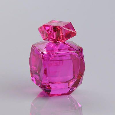 Wholesale empty unique shape pink color glass perfume bottle luxury 
