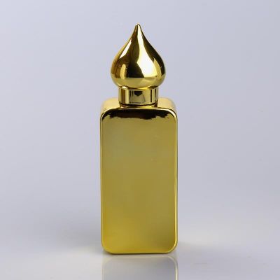 High Quality UV Coating Gloden Empty 50ml Spray Glass Luxury Perfume Bottles