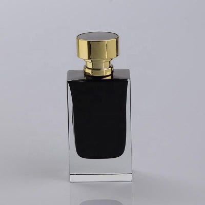 Custom Design Famous Brand Inside Black Painting 50ml 100ml Empty Spray Fancy Rectangle Square Black Glass Bottle Perfume 