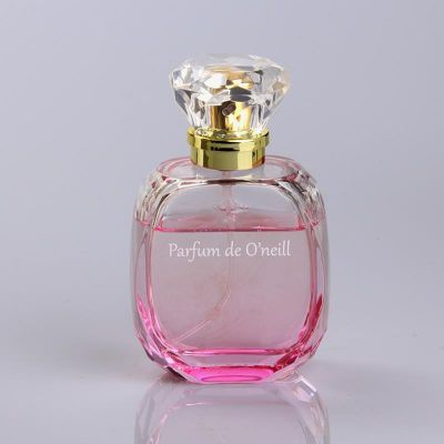 Wholesale Cosmetic Packaging Gradual Coating Pink Color Unique Perfume Empty Glass Bottle 50ml 