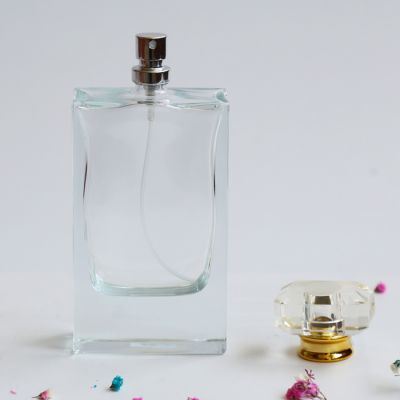 90ml rectangle transparent perfume glass bottles with thick bottom 