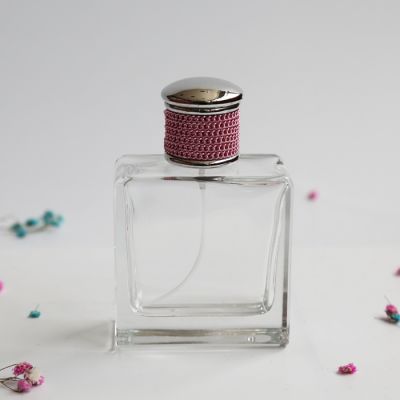 100ml rectangle flat transparent perfume glass bottle 