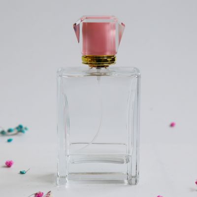 100ml conventional flat shape perfume glass bottle with pump 