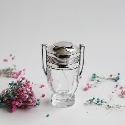 90ml transparent trophy shape perfume glass bottle 