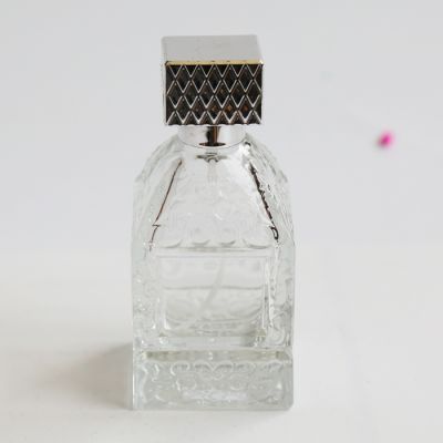 70ml transparent embossed perfume glass bottles 