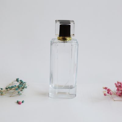 100ml transparent elegant perfume glass bottle with rectangular solid 
