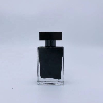 Wholesale crimp top 30ml 50ml square perfume empty spray glass bottle 