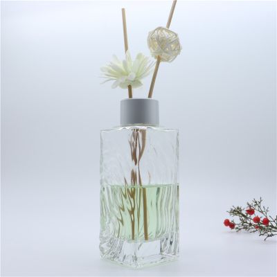 120ml Wholesale special grain transparent aroma glass diffuser bottle with rattan 