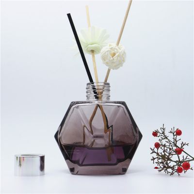 200ml paint color polygon empty reed diffuser bottle car diffuser bottle with rattan 