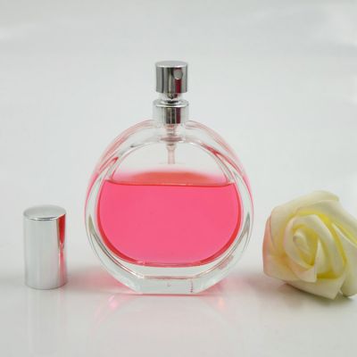 New design 50ml oblateness perfume bottle with spray 