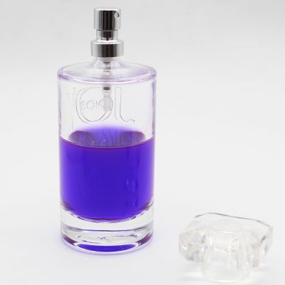 2019 New Design Cylindrical Shape Crystal Empty Perfume Glass Bottles 