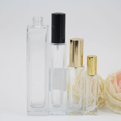Wholesale Luxury 15ml 30ml 50ml 100ml Clear Empty Square Shaped Glass Spray Perfume Bottle