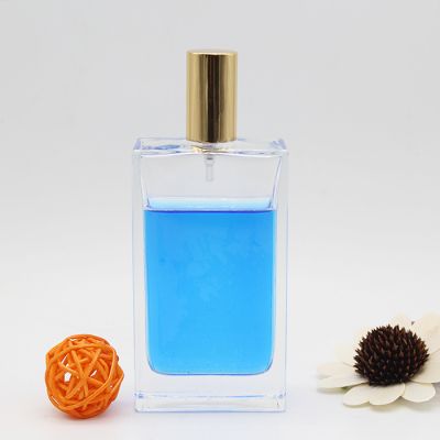 Customized Design empty flat Square Glass Perfume Bottle 100ml