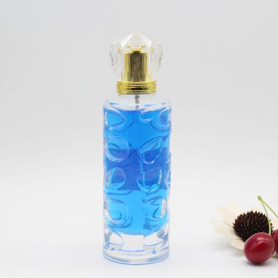 Best Selling 100ml Round Embossed Crystal Perfume Glass Bottle Diffuser Bottle Spray Perfume Bottle