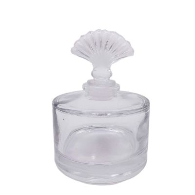 Luxury custom 150ml round shape glass aroma reed diffuser bottle with cork 