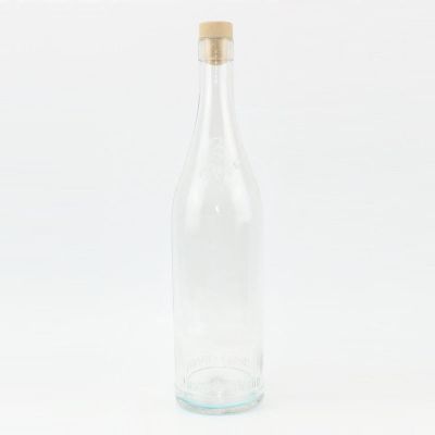 Clear empty 700ml wine glass bottles with wooden corks 