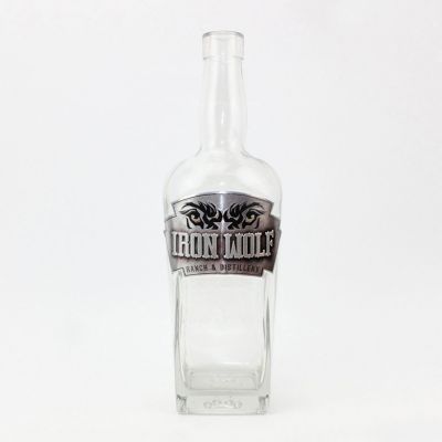 High-end high quality 750ml clear glass bottle wine glass bottle support customized