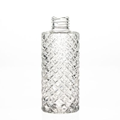 Supplier Fancy Clear Fragrance Bottle Embossed Reed Crystal 150ml Diffuser Bottle With Screw Cap