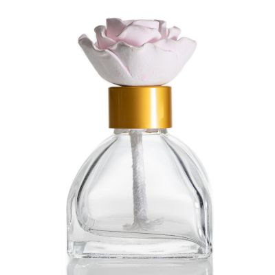 wholesale Luxury Flint ger Shape 50ml Aroma Reed Diffuser Glass Bottle With Cap