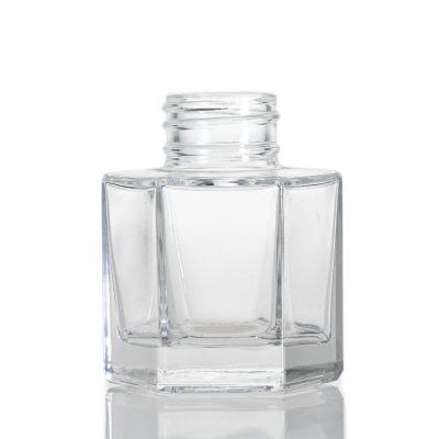Unique Design Hexagon Reed Clear Small Diffuser Bottles 50ml With Cap
