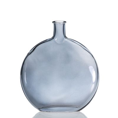 Colored Flat Round Gray Luxury Aroma Glass 500ml Diffuser Bottles 