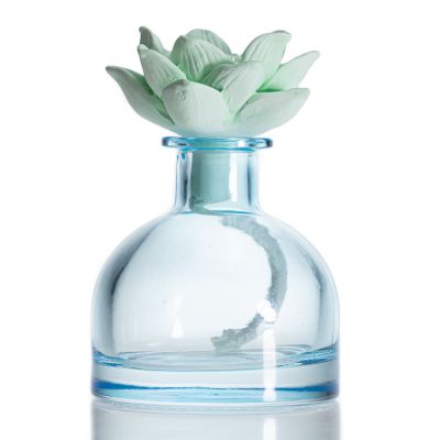 Unique Design Oval 90ml Blue Fragrance Glass Aroma Oil Bottles Reed Diffuser Bottle 