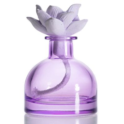 Home Glass Bottle Aromatherapy Purple Round 90ml Aroma Diffuser Premium Glass bottles 