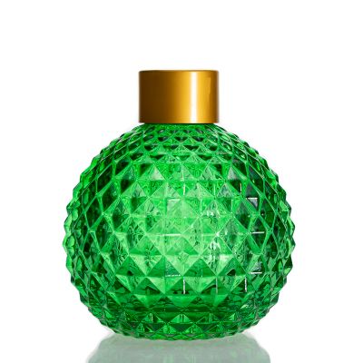 Wholesale Aroma Glass Empty Green Reed Diffuser Bottle 200ml Round Diffuser Bottle 