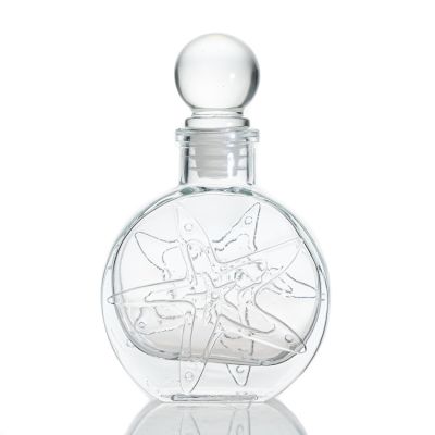 Home Diffuser Bottlel Starfish Pattern Flat Round Clear Reed Empty 80ml Diffuser Bottle