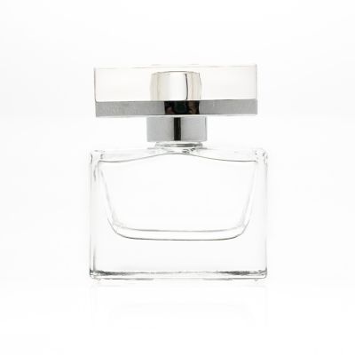15ml 30ml 50ml square shaped perfume bottle with silver aluminum plastic cap