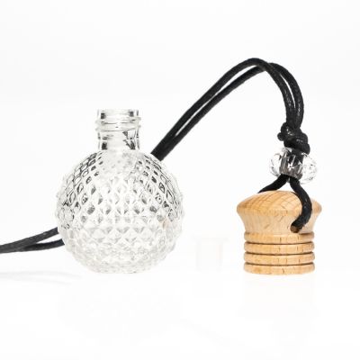 Luxury Car Diffuser Bottle Refillable 13ml Round Ball Embossed Crystal Mini Perfume Bottle