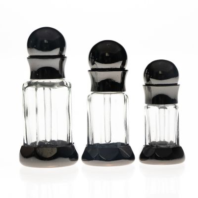 unique hexagonal cosmetic glass dropper bottle with metal cover /roller 