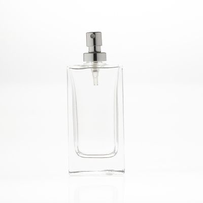 Clear 50ml chinese factory supply Square perfume glass bottle with pump sprayer 